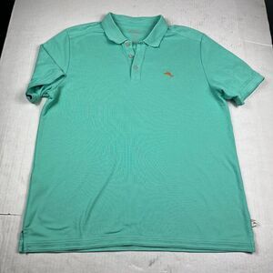 Tommy Bahama Mens Island Zone Polo Shirt Green Short Sleeve Preppy Top LARGE